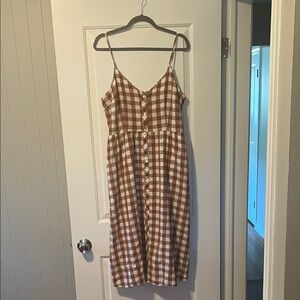 Brown Checkered Dress with pockets